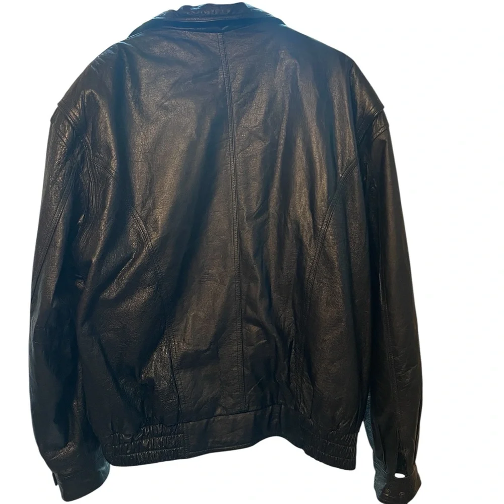 Vintage Leather Bomber Black Genuine  Jacket 90s  XXL grunge classic
